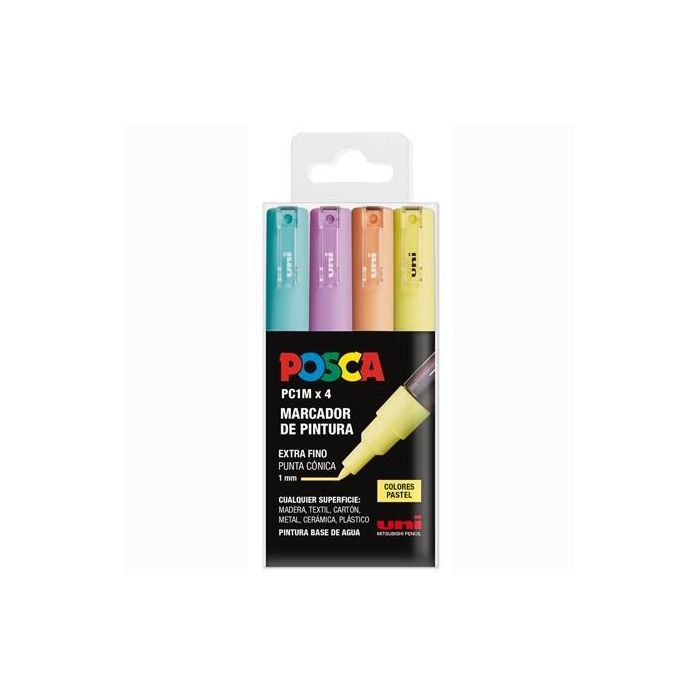 Posca Marcador Pc-1M-4C No Permanente Punta Fina 0.7-1 mm Colores Surtidos Pastel -4U- Posca Marcador Pc-1M-4C No Permanente Punta Fina 0.7-1 mm Colores Surtidos Pastel -4U-