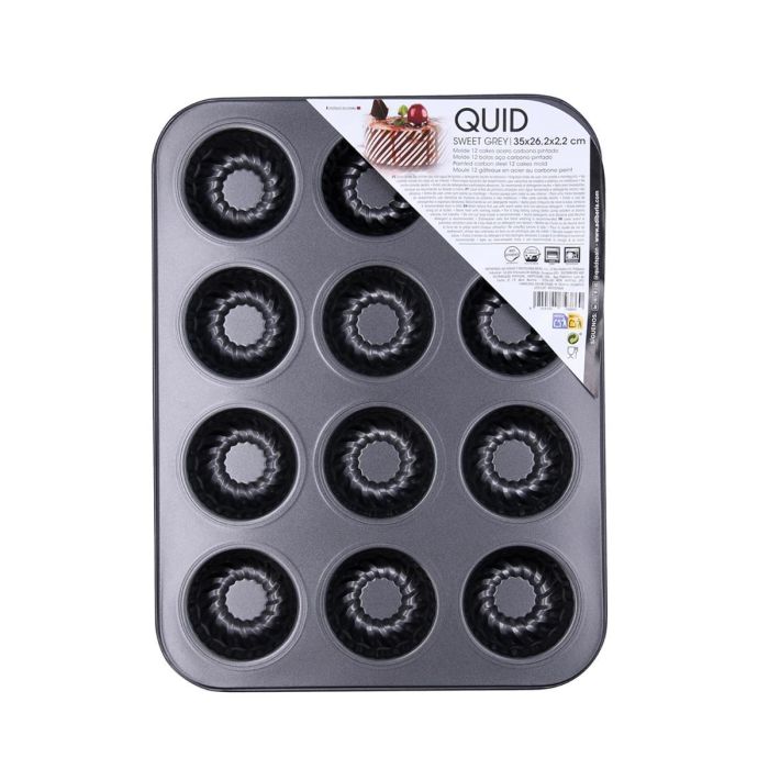 Molde 12 Cakes Acero Carbono Sweet Grey Quid 35x26,2x2,2 cm (12 Unidades) 5