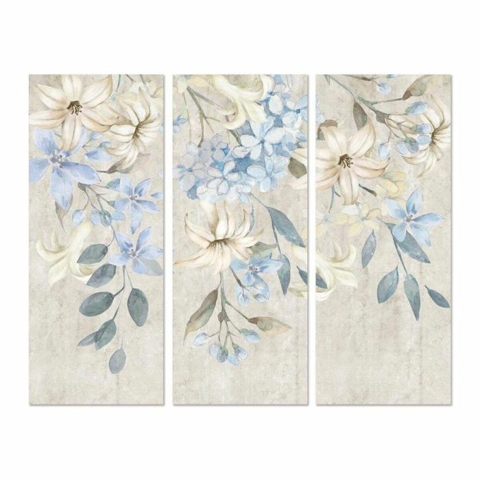 Cuadro DKD Home Decor Flores 55 x 3 x 135 cm Shabby Chic (3 Piezas) 1