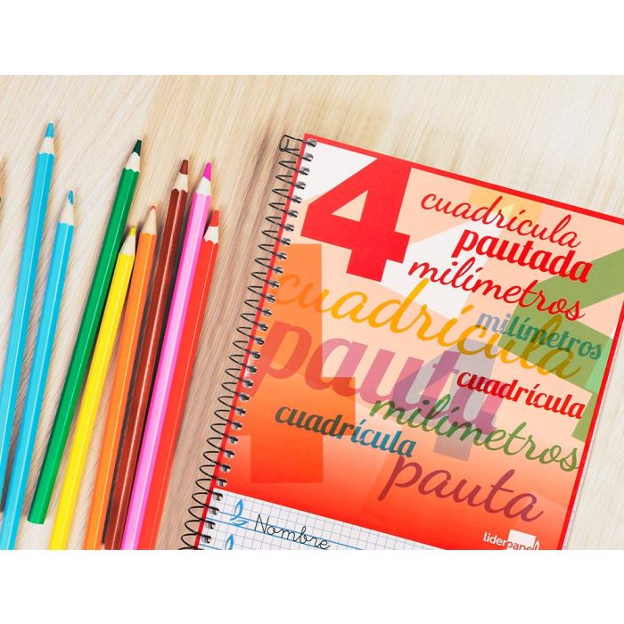 Cuaderno Espiral Liderpapel Cuarto Pautaguia Tapa Dura 80H75 gr Cuadro Pautado 4 mm Con Margen 6 unidades 10