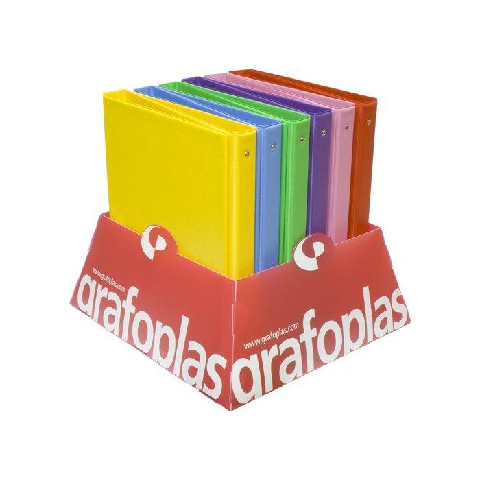 Carpeta De Anillas Grafoplas Pvc Escolar Colors Fº 4 An.25Mm Expositor De 12 (6 Colores)