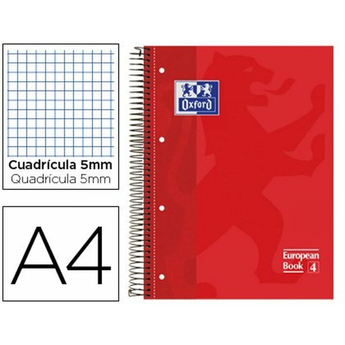 Cuaderno Oxford EUROPEANBOOK 1 Rojo A4+ 80 Hojas 5 Piezas (25 Unidades) 2