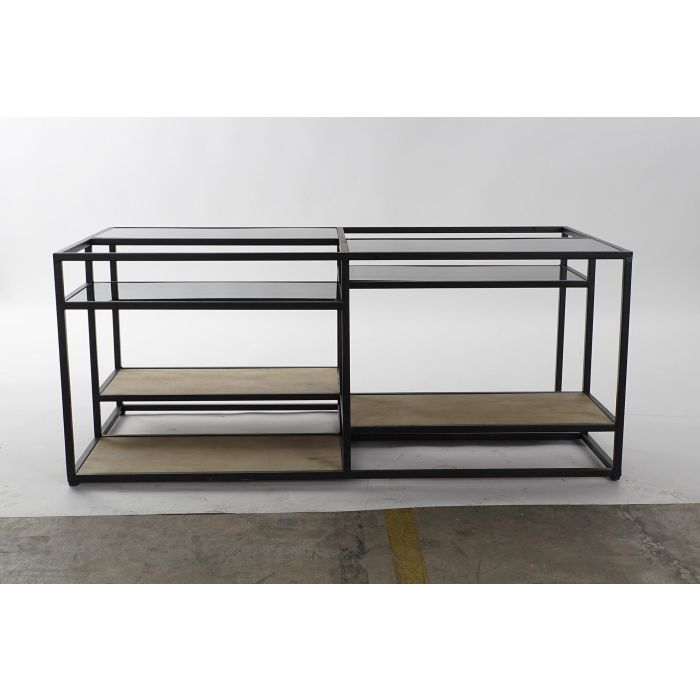 DKD Home Decor Mesa Centro Loft Metal Madera Espejo Negro Natural 120x60x50 cm 5