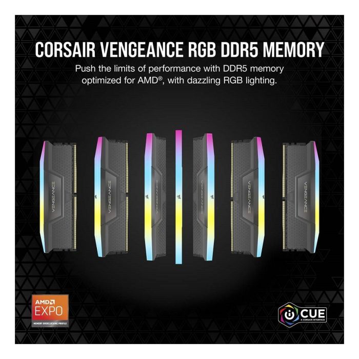Corsair CMH64GX5M4B5600Z36 64 GB (4x 16 GB) DDR5 5600 MHz CL36 Retroiluminación RGB AMD EXPO Quad-Kit