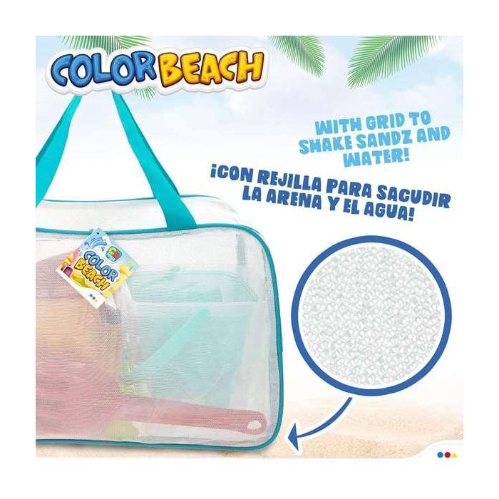 Color Baby Cubo de Playa Castillo 18cm con Palas 27cm, Regadera y 5 Moldes en Bolsa 2