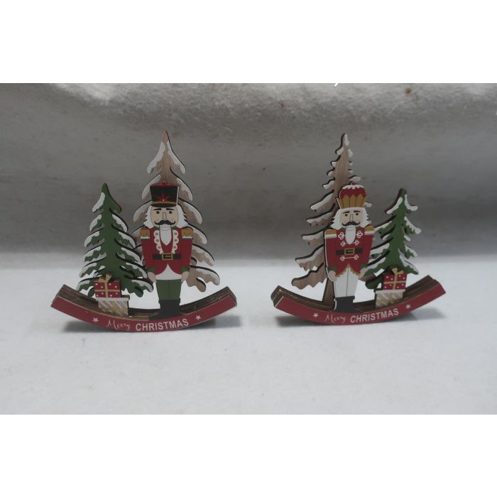 DKD Home Decor Adornos de Navidad Cascanueces Tradicionales en MDF Rojo y Verde, 16 cm (12 Unidades), Surtido Aleatorio