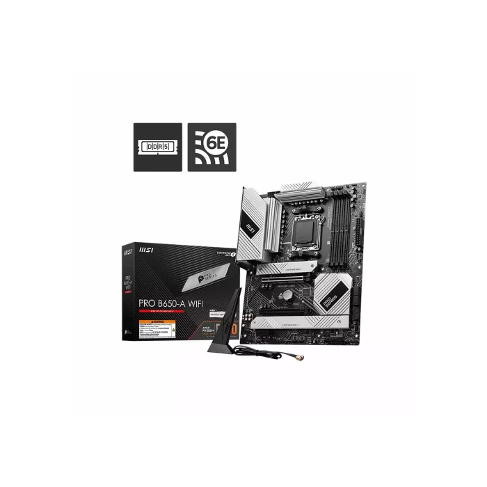 Placa MSI Pro B650-A Wifi,Amd,Am5,B650,4Ddr5,256Gb,Hdmi+Dp,6Sata3+2M.2,2.5Gbe+Wifi6E+Bt5.3,11Usb3.2,Atx