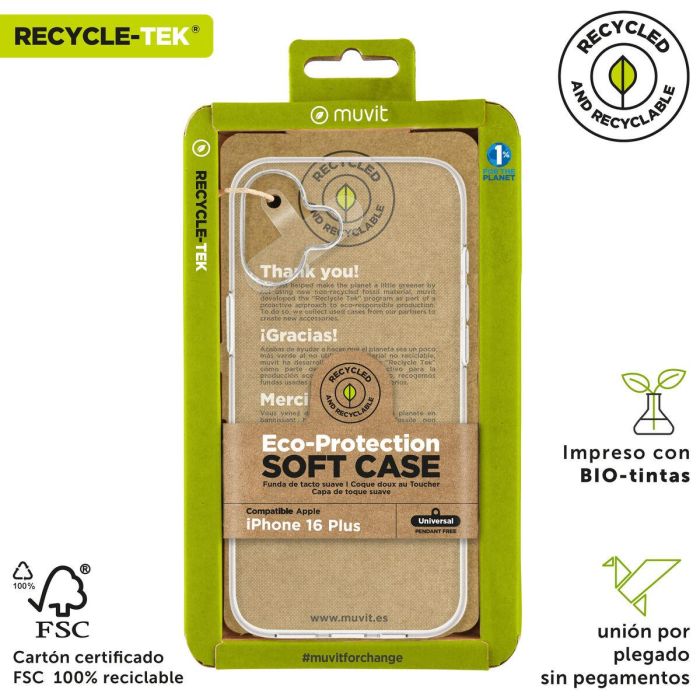 Muvit Funda para Apple iPhone 16 Fabricada con Materiales 100% Reciclados y Reciclables 3 Muvit Funda para Apple iPhone 16 Fabricada con Materiales 100% Reciclados y Reciclables 3