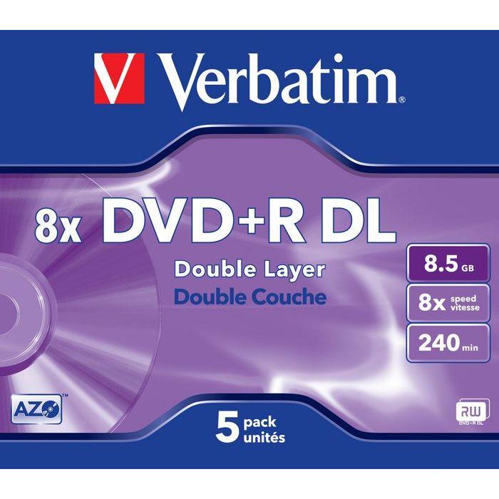 Dvd+R Verbatim Doble Capa Capacidad 8.5 grb Velocidad 8X 240 Min Pack De 5 Unidades 1 Dvd+R Verbatim Doble Capa Capacidad 8.5 grb Velocidad 8X 240 Min Pack De 5 Unidades 1