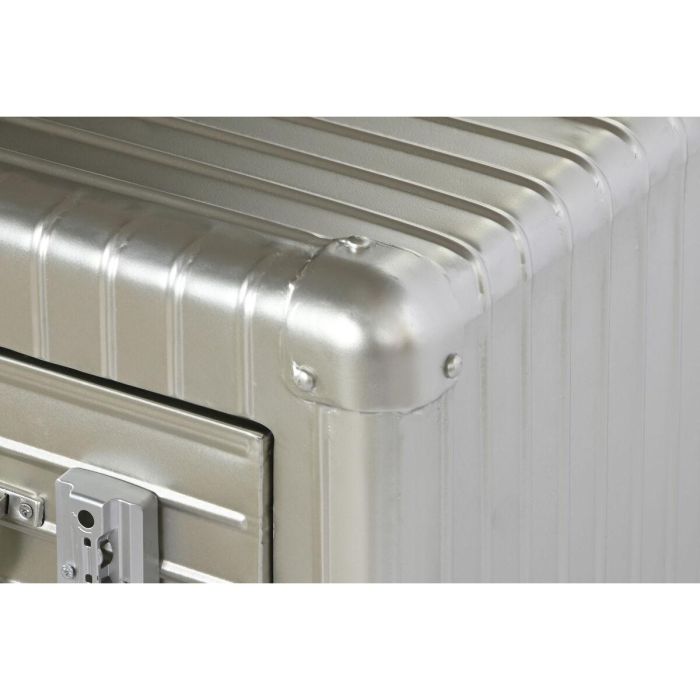 Mesita de Noche Home ESPRIT Plateado Metal Madera MDF 46 x 39 x 63 cm 3 Mesita de Noche Home ESPRIT Plateado Metal Madera MDF 46 x 39 x 63 cm 3