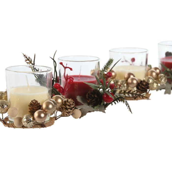 DKD Home Decor Vela Navidad Tradicional Rojo Blanco 12 Unidades Cera Cristal 10x6.5x19.5cm Surtido Aleatorio 1