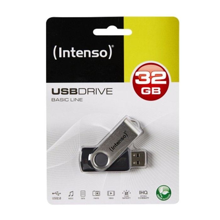 Memoria USB INTENSO 3503480 32 GB Llavero Negro Negro/Plateado 32 GB DDR3 SDRAM 2 Memoria USB INTENSO 3503480 32 GB Llavero Negro Negro/Plateado 32 GB DDR3 SDRAM 2