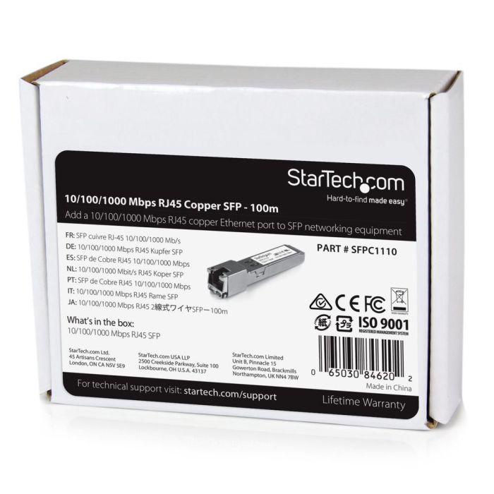 Modulo Transceptor Startech Sfpc1110 Rj45 Cat6 4