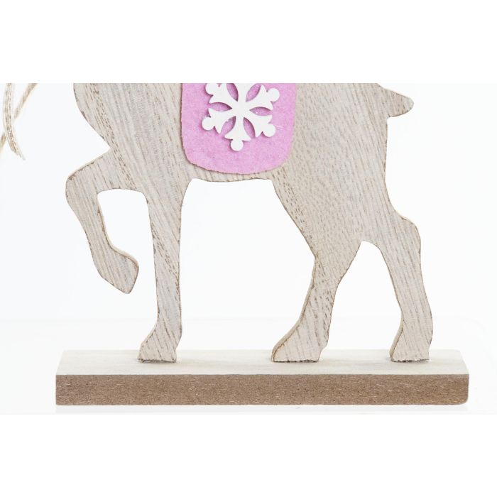 DKD Home Decor Figura de Navidad Reno Alpina de Madera Marrón Rosa 4x19x12 cm (12 Unidades) 2