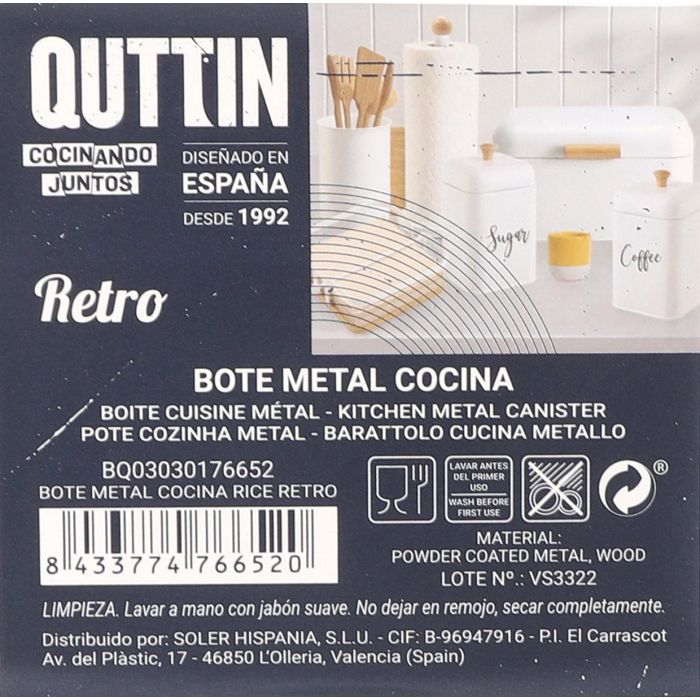 Bote de Metal para Cocina Rice Retro Quttin (12 Unidades) 5 Bote de Metal para Cocina Rice Retro Quttin (12 Unidades) 5