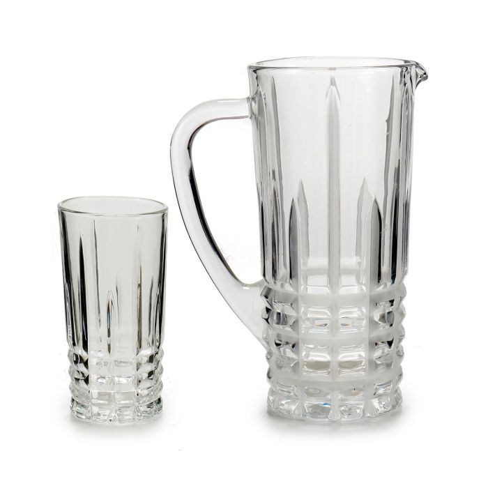 Set Jarra 1L y 6 Vasos Agua 250ml Vivalto - Vidrio Transparente 16x23.5x25.5cm (4 Unidades) 1 Set Jarra 1L y 6 Vasos Agua 250ml Vivalto - Vidrio Transparente 16x23.5x25.5cm (4 Unidades) 1