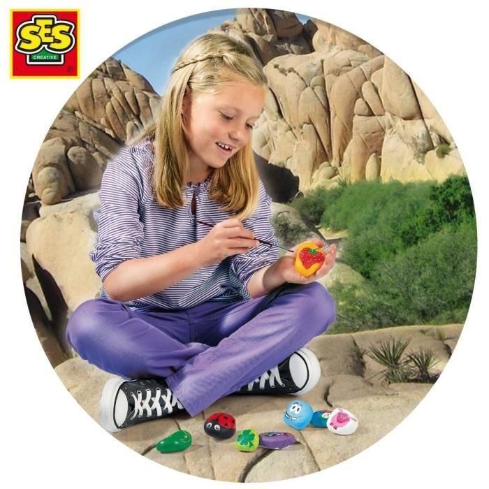 SES CREATIVE Kit de Pintura en Piedra para Niños y Niñas, Manualidades Creativas, Edad 5+ años 1