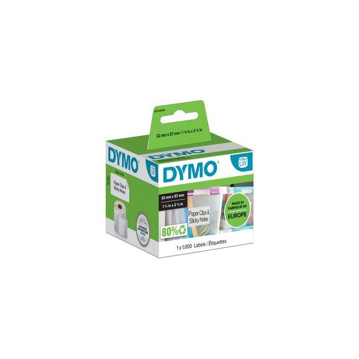 Etiquetas Dymo Label Writer 32X57 Mm Rollo 1.000 Uds.Papel Blanco Multifuncion (11354)