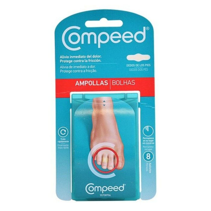 Compeed Ampollas entre dedos pies 8 apósitos, Protectores hidrocoloides para alivio inmediato