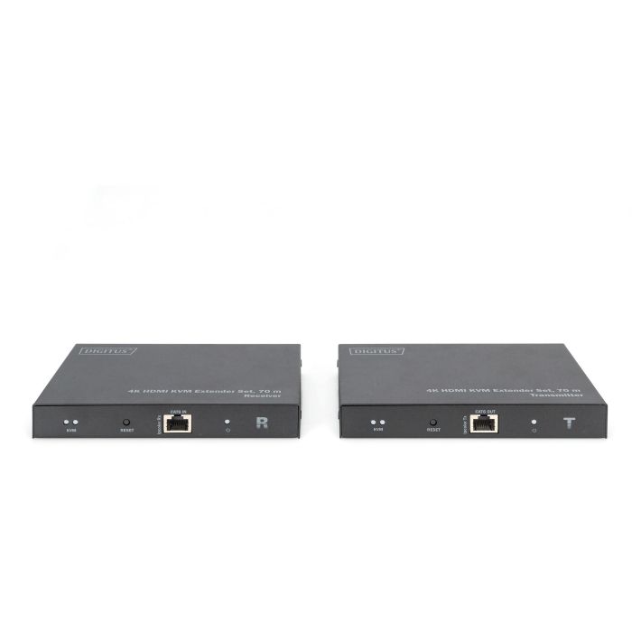 Digitus 4K HDMI KVM Extender Set, 70m Transmisor y Receptor para Cat6, Cat7, Cat8 Negro Aluminio 2