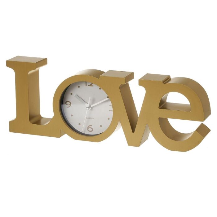 Reloj de Mesa LOVE Dorado Plástico 39 x 3,5 x 15 cm