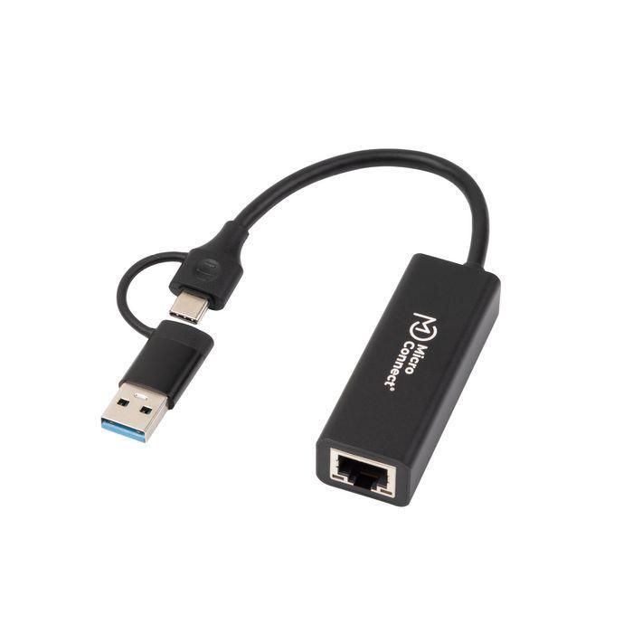 MicroConnect Adaptador de Red Gigabit USB-C / A a RJ45 Premium para Portátil MicroConnect Adaptador de Red Gigabit USB-C / A a RJ45 Premium para Portátil