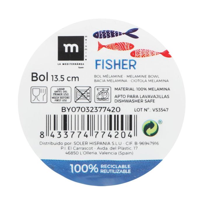 Bol de melamina Fisher 13.5 cm - La Mediterranea (24 Unidades) 1 Bol de melamina Fisher 13.5 cm - La Mediterranea (24 Unidades) 1