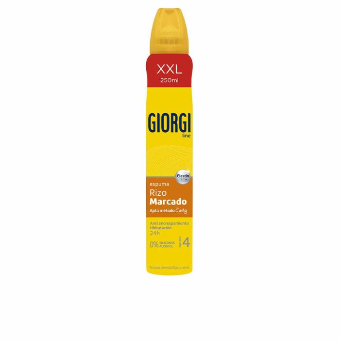 Giorgi Line nº4 Espuma Fijadora Rizos Marcados Método Curly Cabello Rizado Anti-Encrespamiento Sin Alcohol Siliconas 250 ml