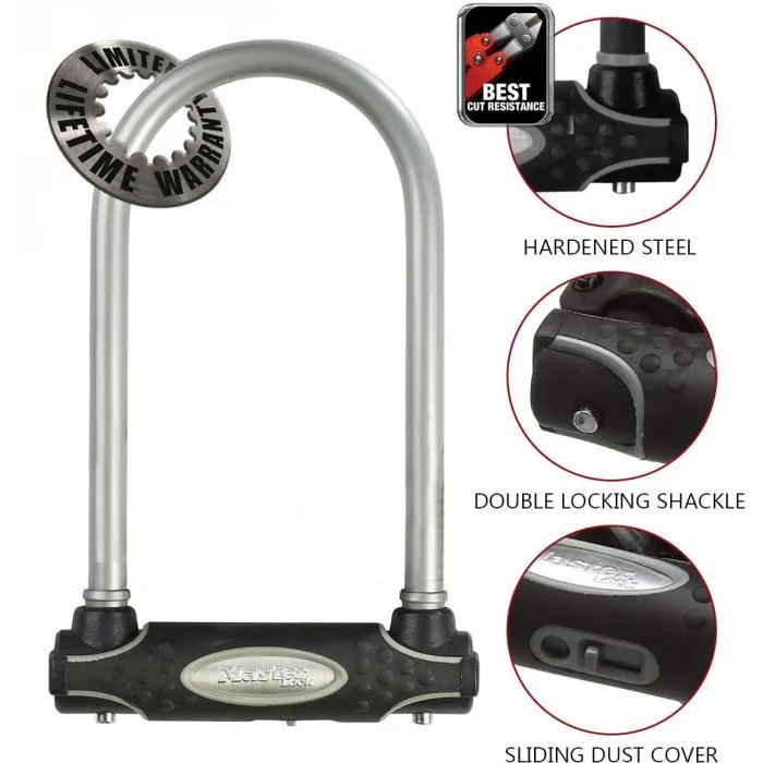 Master Lock 8195EURDPROCOL Candado para Bicicleta en U de Acero Cementado 11cm Ancho x 21cm Alto con Cierre Doble Ideal para Bicicletas Eléctricas MTB 1 Master Lock 8195EURDPROCOL Candado para Bicicleta en U de Acero Cementado 11cm Ancho x 21cm Alto con Cierre Doble Ideal para Bicicletas Eléctricas MTB 1