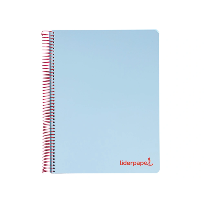 Liderpapel Cuaderno espiral A5 Micro Wonder tapa plástico 120h 90gr cuadro 5mm 5 bandas 6 taladros color celeste 5