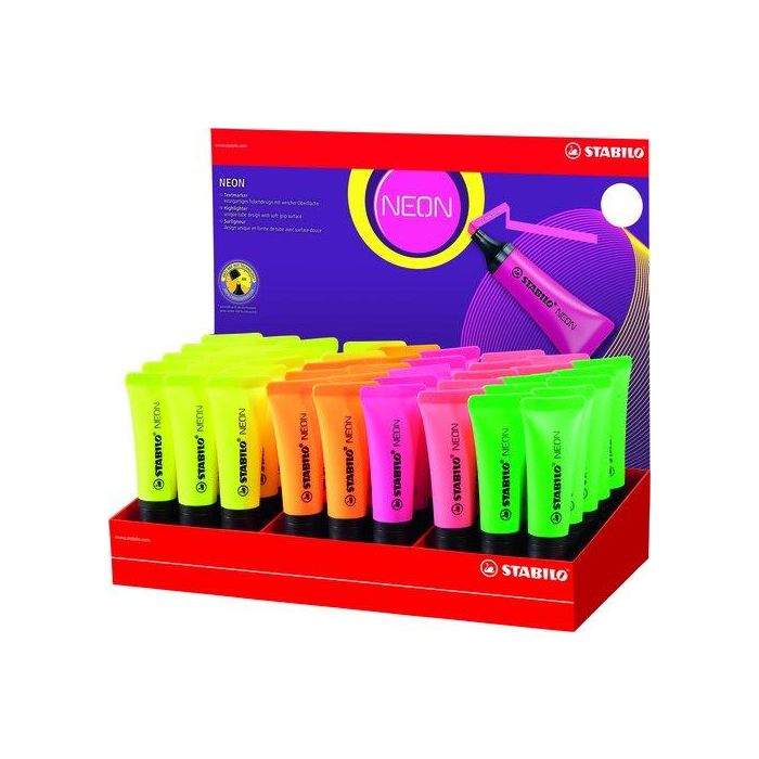 Stabilo Rotulador Fluorescente Neon 72, Expositór de 45 unidades de colores surtidos