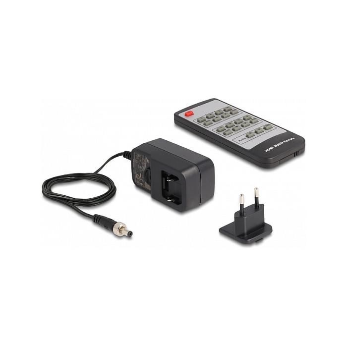 DeLOCK Conmutador Matriz HDMI 4x2, 4 Entradas HDMI a 2 Salidas HDMI, 4K Ultra HD 60 Hz, Extractor de Audio, HDR, HDCP 2.2, Metal Negro, con Mando a Distancia 2 DeLOCK Conmutador Matriz HDMI 4x2, 4 Entradas HDMI a 2 Salidas HDMI, 4K Ultra HD 60 Hz, Extractor de Audio, HDR, HDCP 2.2, Metal Negro, con Mando a Distancia 2