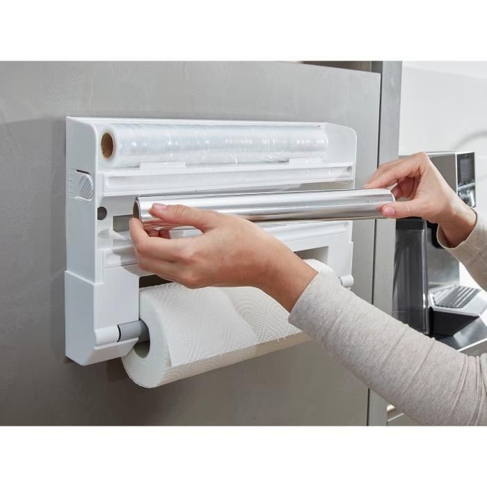 Leifheit Parat ComfortLine dispensador de pared 25703, dispensador de pared de cocina para 3 rollos, dispensador de papel con cuchillas afiladas 4