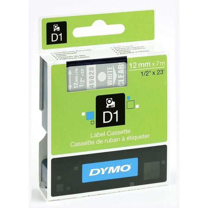 Cinta Laminada para Rotuladoras Dymo D1 45020 12 mm LabelManager™ Blanco Transparente (5 Unidades) 2 Cinta Laminada para Rotuladoras Dymo D1 45020 12 mm LabelManager™ Blanco Transparente (5 Unidades) 2