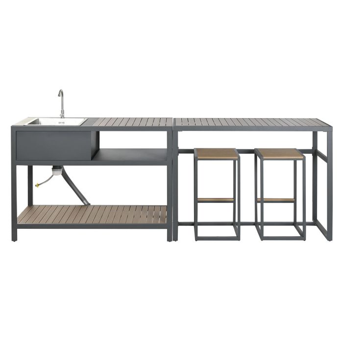Isla Cocina Terraza Y Jardin DKD Home Decor Natural Gris 100 x 95 x 127 cm Set de 4