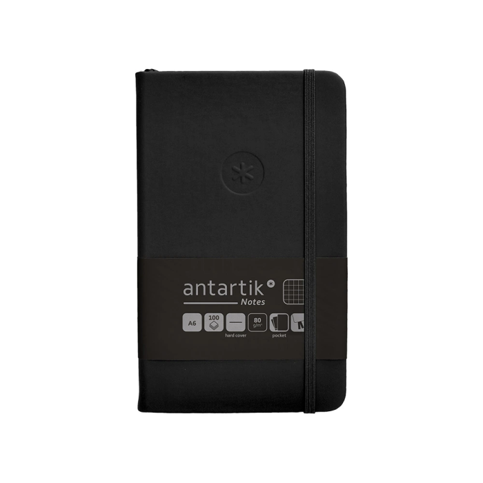 Antartik Cuaderno Tapa Dura A6 Hojas Cuadrícula Negro 100 Hojas 80 gr FSC Certificado 1