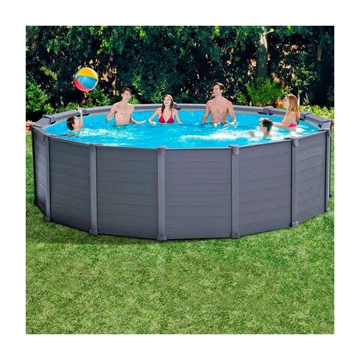 Intex Piscina Graphite Gray Panel Redonda D478x124 cm con Bomba de Arena 16805L PVC 1 Intex Piscina Graphite Gray Panel Redonda D478x124 cm con Bomba de Arena 16805L PVC 1