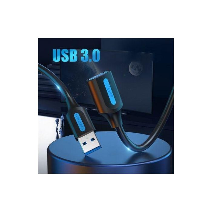 Vention CBHBD Cable Alargador USB 3.0 de Extensión, Conector USB-A Macho a USB-A Hembra, SuperSpeed 5Gbps, 50cm, Color Negro 1