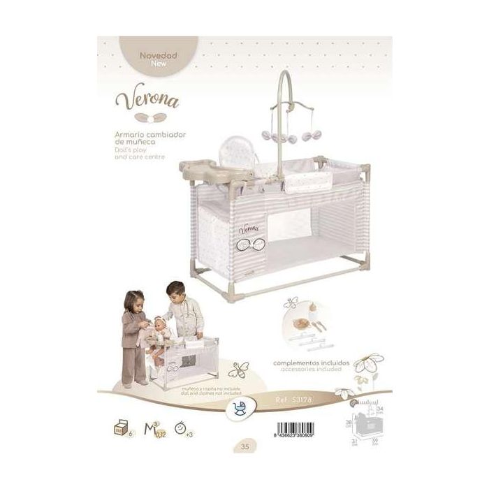 Decuevas Armario Cambiador Plegable con Accesorios para Muñecas de hasta 42 cm. 5