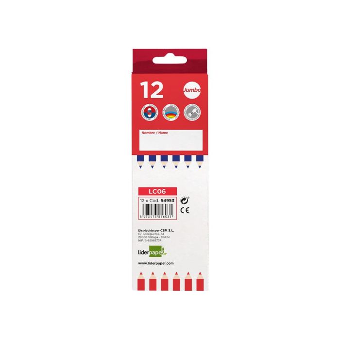 Lapices Bicolor Liderpapel Jumbo Rojo-Azul 12 unidades 2