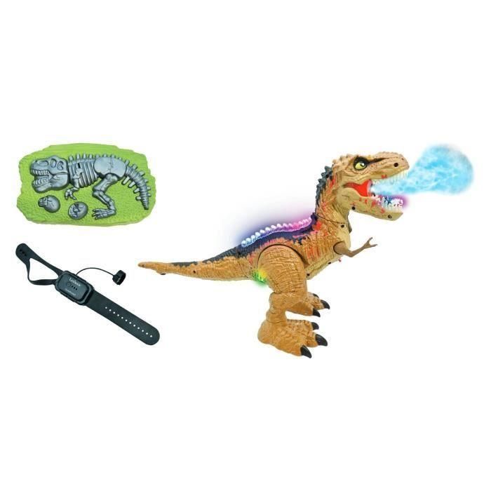 RC Tirex: dinosaurio controlado a distancia que escupe humo con luz, efectos de sonido y control por gestos.