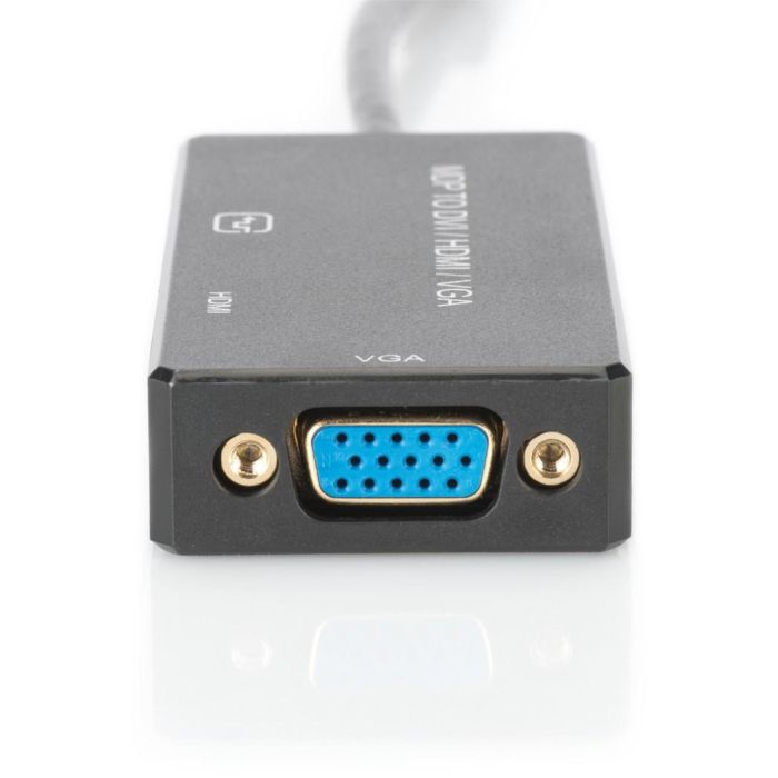 Digitus Cable Mini DisplayPort 3 en 1 a HDMI + DVI + VGA 0.2m, 4K UHD (3840x2160), Convertidor Negro 2