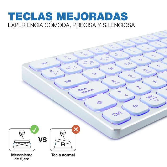 Coolbox Teclado Inalambrico Retroiluminado Moonlight Key B431 Bluetooth 5.1 + RF 2.4GHz Aluminio 11