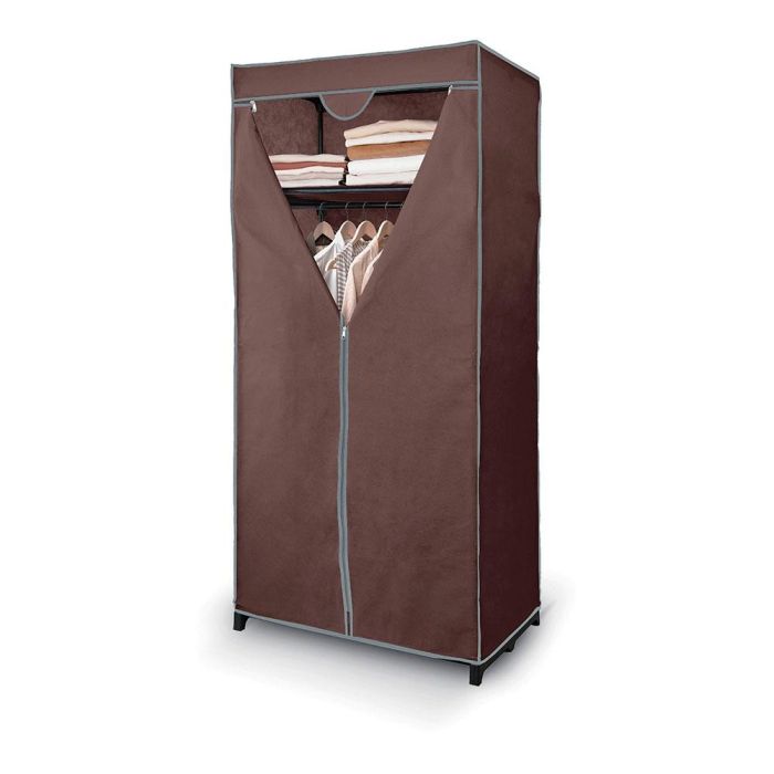 Jobgar Armario guarda ropa de tela con estante 160x75x50 cm marrón 0 Jobgar Armario guarda ropa de tela con estante 160x75x50 cm marrón 0