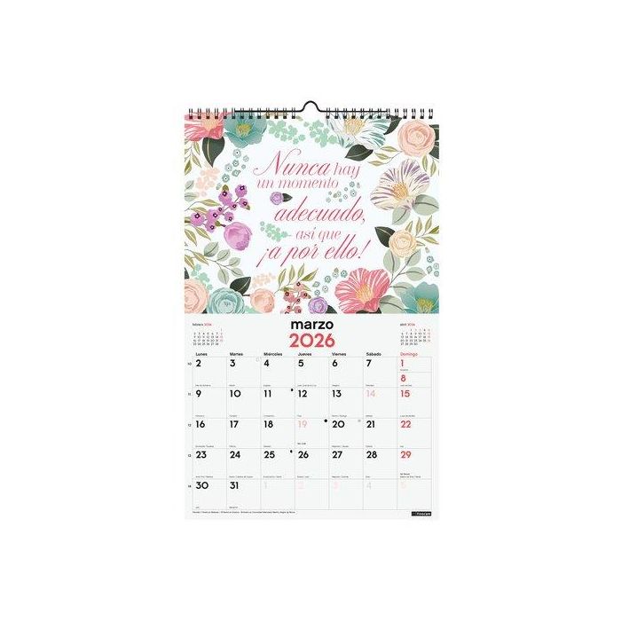 Calendario (2026) Finocam Pared Espiral Imagenes Mensual Para Escribir 250X400 Frases Motivadoras