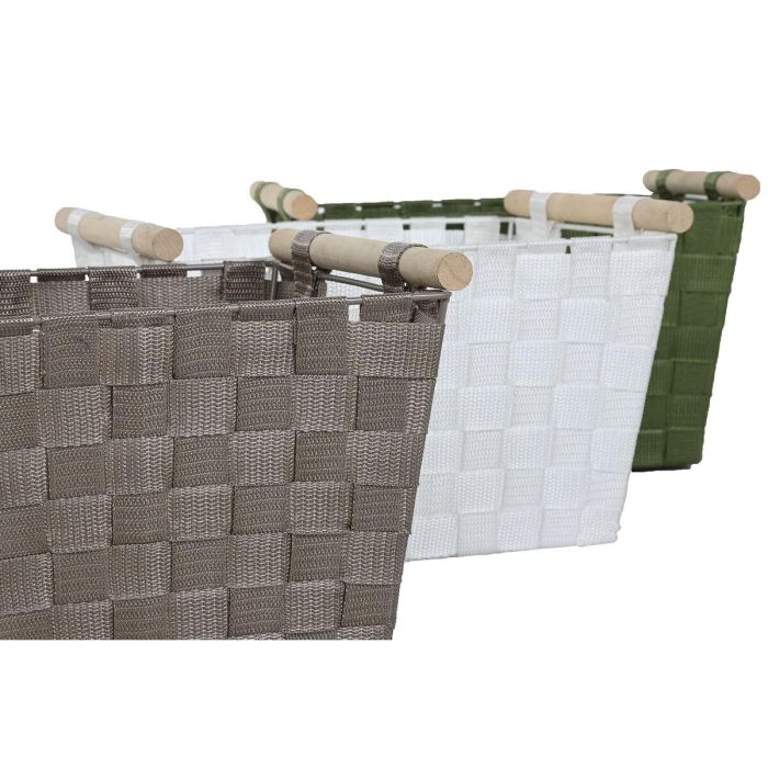Juego de Cestas Home ESPRIT Verde Gris Crema Madera Polipropileno (3 Piezas) (3 Unidades) 2