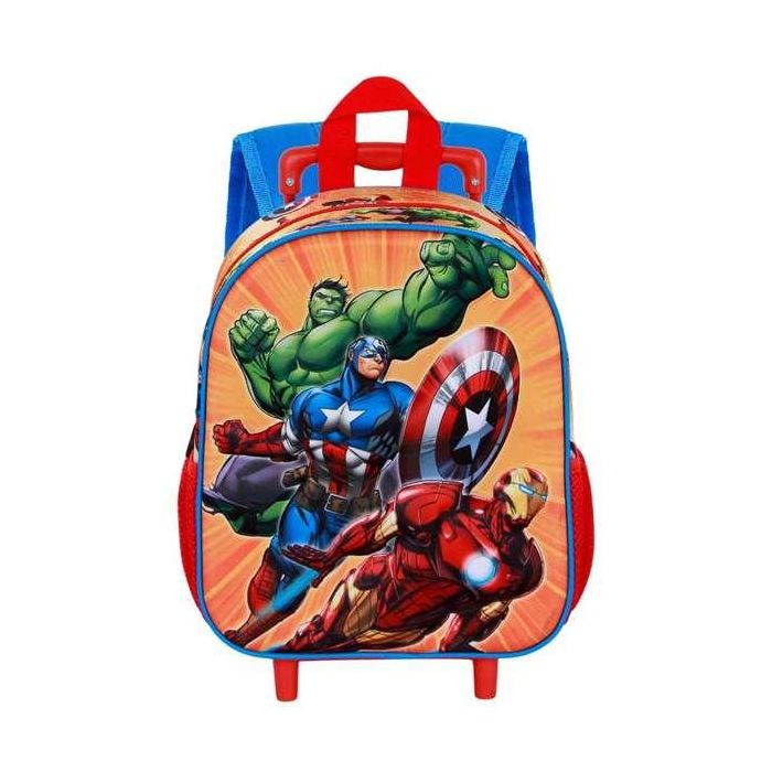 Marvel Los Vengadores Mochila Pequeña 3D con Ruedas Infantil Niños Niñas Los Vengadores Rojo 7L 2