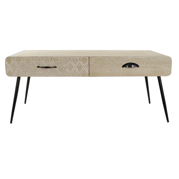 DKD Home Decor Mesa Centro Boho Scandi Natural Negro 100 x 52 x 47 cm