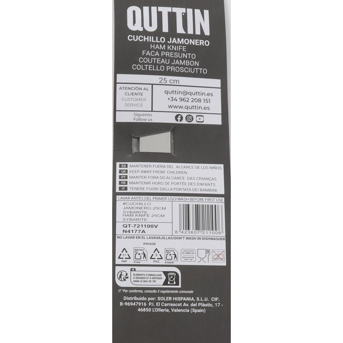 Cuchillo Jamonero Sybarite 25 cm - Quttin (8 Unidades) 7 Cuchillo Jamonero Sybarite 25 cm - Quttin (8 Unidades) 7
