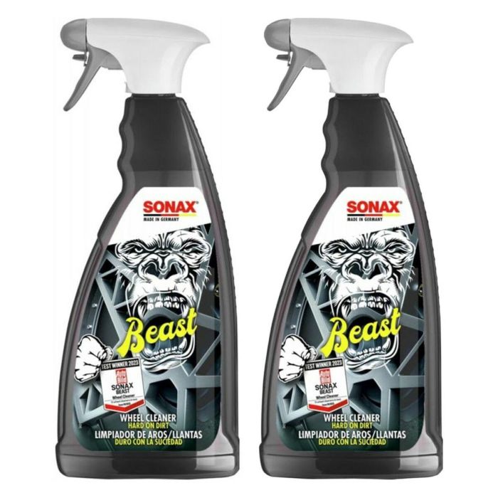Sonax SXP04333000X2 Pack X2 Bestia Limpiador de Llantas sin Ácido, Seguro para Todo Tipo de Llantas y Suciedad Extrema